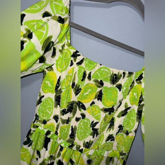 Steve Madden Sunny Lime Print Challis Midi Dress Women’s Size Medium NWOT - Picture 2 of 8